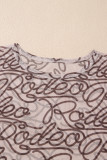 Brown Rodeo Print Round Neck Slim Fit Mesh T Shirt