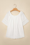 White Frilly Off Shoulder Lace Insert Sleeve Textured Blouse