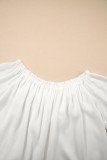 White Frilly Off Shoulder Lace Insert Sleeve Textured Blouse