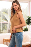 Desert Gold Bowknot V Cut Backless Cotton Tank Top