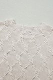 White Geometric Embroidered Slim Fit O Neck T Shirt