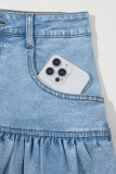 Myosotis Bubble Hem Denim Mini Skirt
