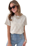 White Geometric Embroidered Slim Fit O Neck T Shirt