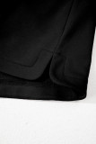 Black French Terry Zipped Collar Sleeveless Drawstring Waist Mini Dress