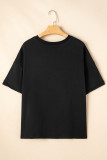 Black Bunny Graphic Drop Shoulder Hi Low Casual Tee
