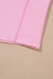 Pink Solid Pocketed Crossover High Waist Swim Skort