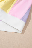 Purple Color Block Patchwork Half Sleeve Oversized T Shirt