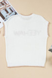 White Knitted YEEHAW Stitch Edge Crew Neck Sweater T Shirt