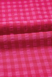Rose Ginham Check Bubble Sleeve Ruffled Maxi Dress