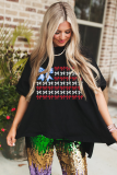 Black American Flag Inspired Bow Graphic Drop Shoulder T Shirt