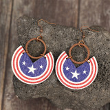 US Flag Print Wooden Earrings 