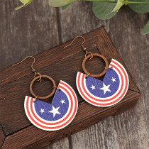 US Flag Print Wooden Earrings 