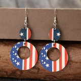 Independence Day US Flag Wooden Earrings