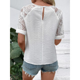 Whtie Lace Sleeves Blouse 