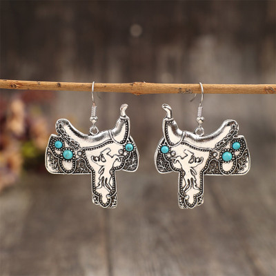 Boho Turquoise Metal Earrings