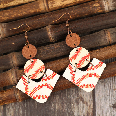 Baseball Wooden Earrings