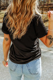 Black USA Stars and Stripes Crew Neck Graphic Tee