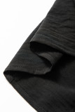 Black Ruffle Short Sleeve Shirred Peplum Top