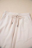 Apricot Textured Ruffled Sleeve Zipped Top and Wide Leg Pants Set