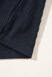 Black Smocked Bust Textured Knit Sleeveless Romper