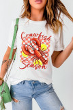 White Crawfish Season Graphic Fashion Summer T Shirt