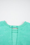 Sea Green Mineral Wash Drawstring Waist Hollow Out Back Short Sleeve Romper