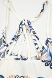 Blue Bohemian Fashion Print Spaghetti Straps Loose Tank
