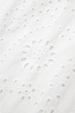 White Floral Eyelet Embroidered Sleeveless Shift Dress