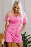 Bonbon Loose Half Sleeve V Neck Knit Romper
