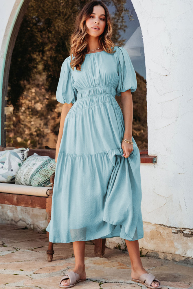 navy and cream midi dress Nona Midi Dress Navy Cream Print