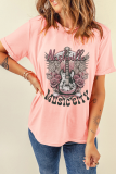 Pink Nashville MUSIC CITY Guitar Graphic Crewneck Tee