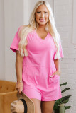 Bonbon Loose Half Sleeve V Neck Knit Romper