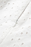 White Floral Eyelet Embroidered Sleeveless Shift Dress