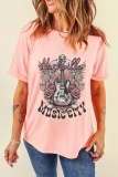 Pink Nashville MUSIC CITY Guitar Graphic Crewneck Tee