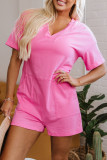 Bonbon Loose Half Sleeve V Neck Knit Romper