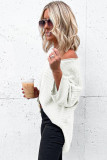Beige Textured Knit Drop Shoulder Tee