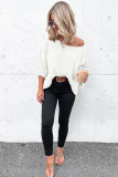 Beige Textured Knit Drop Shoulder Tee