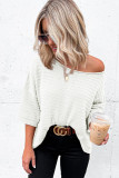 Beige Textured Knit Drop Shoulder Tee