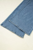 Dusk Blue Medium Wash Super Wide Leg Denim Pants