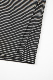 Black Stripe Criss Cross Side Slits Slim Fit Sleeveless Midi Dress