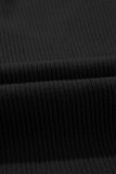 Black V Neck Ribbed Knit Lightweight Short Sleeve Sweater