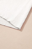 White V Neck Ribbed Knit Lightweight Short Sleeve Sweater
