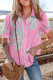 Rose Floral Ric Rac Edge Puff Sleeve Button Up Summer Shirt
