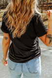 Black Cow with Bow Graphic Crewneck Western Tee