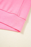Bonbon Color Contrast Crewneck T Shirt and Wide Leg High Waist Pants Set