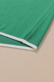 Dark Green Lightweight Ribbed Knit Contrast Trim Sweater Vest