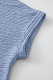 Myosotis Solid Color Textured Crinkle Short Sleeve T Shirt Dress