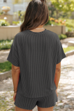 Carbon Grey Western Rodeo Graphic Patched 3D Ribbed Short 2pcs Outfit
