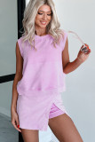 Phalaenopsis 2 Pieces Mineral Wash Cotton Tank Top Lined Split Skirt Set