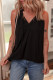 Black Pinched V Neck Tie Loose Tank Top